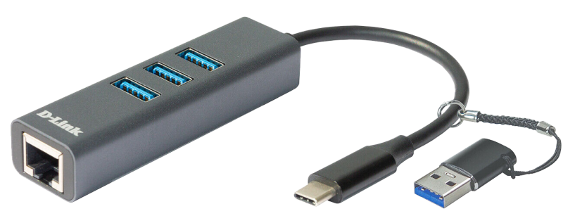 Adaptor placa de retea D-LINK DUB-2332, USB-C, port RJ-45 Gigabit, USB SuperSpeed 3.0 port, adaptor USB-A