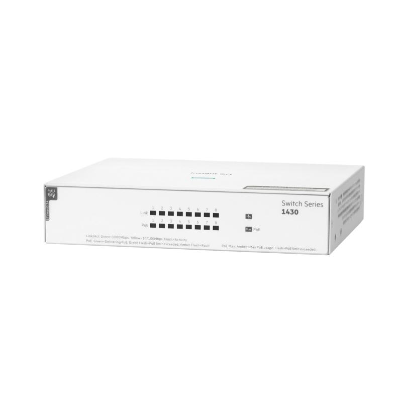 Switch Aruba R8R46A Instant On 1430, 8 porturi Gigabit Class4 PoE 64W
