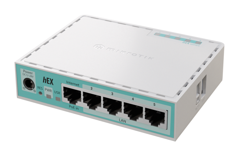 Router hEX, 5 porturi Gigabit, USB, PoE IN – MikroTik E50UG