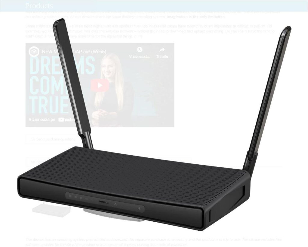 Router, HAP AX3, Standard 802.11Ax Wifi 6, Procesor Ipq-6010 Quad-Core 1,8 Ghz, 4 Porturi Gigabit Ethernet Si 1 Port 2.5 Gigabit Ethernet Poe, 251 x 130 x 39 mm, Port USB, Negru