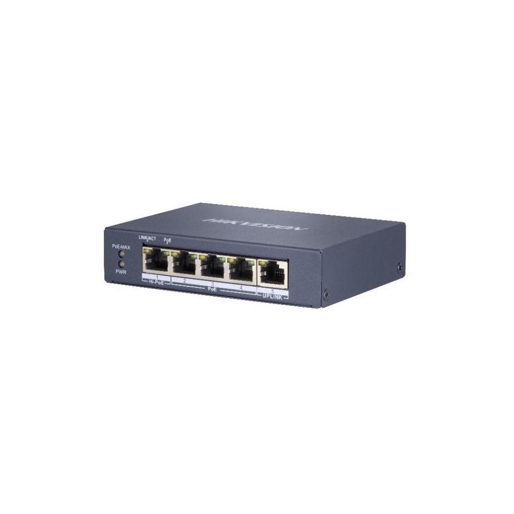 Switch Hikvision DS-3E0505HP-E, 4-Port Gigabit, PoE