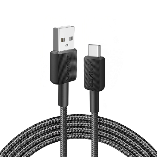 Cablu alimentare si date Anker, USB-A (T) la USB Type-C (T), 0.9m rata transfer 480 Mbps, invelis nylon, braided, Negru, „A81H5G11”