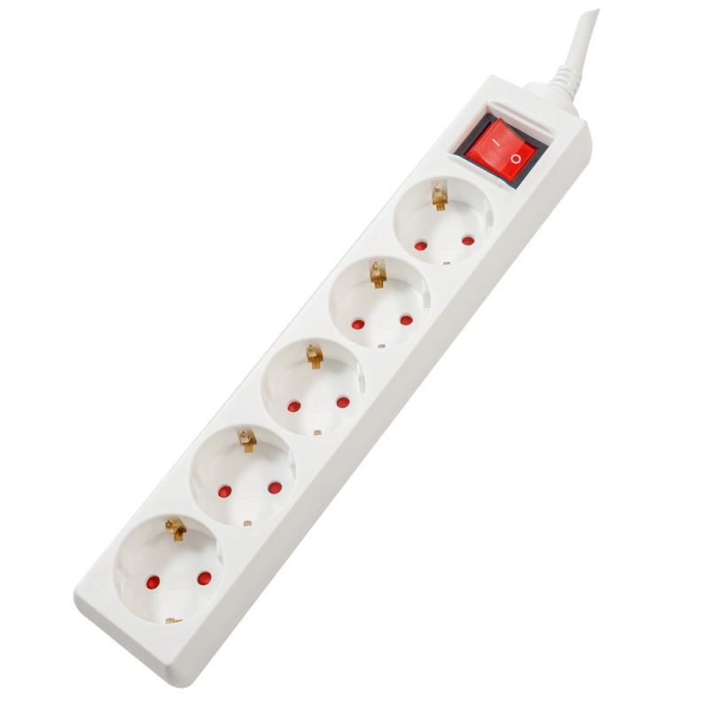 Prelungitor, Spacer, PP-5-18, 5 prize, 1.8m, prize cu protectie, Alb