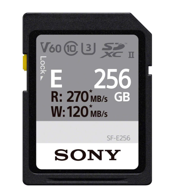 Card Sony SF-E Series SDXC, 256 GB, 270 Mbps, Clasa 10, UHS-II, U3, V60, Shockproof & Waterproof