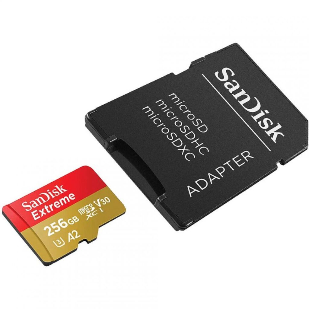 Card de memorie SanDisk Extreme PLUS microSDXC 256GB, pana la 200MB/s & 140MB/s Read/Write speeds A2 C10 V30 UHS-I U3 + SD Adapter