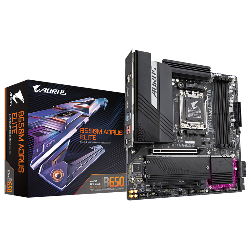 Placa de baza Gigabyte B650M AORUS ELITE, AM5, DDR5, mATX, Negru