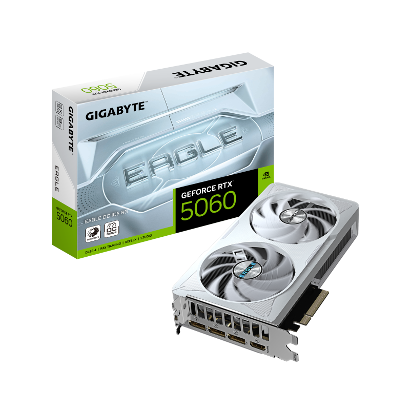 Placa video Gigabyte GeForce RTX 5060 EAGLE OC ICE 8G, GDDR7, 128 bit, Alb