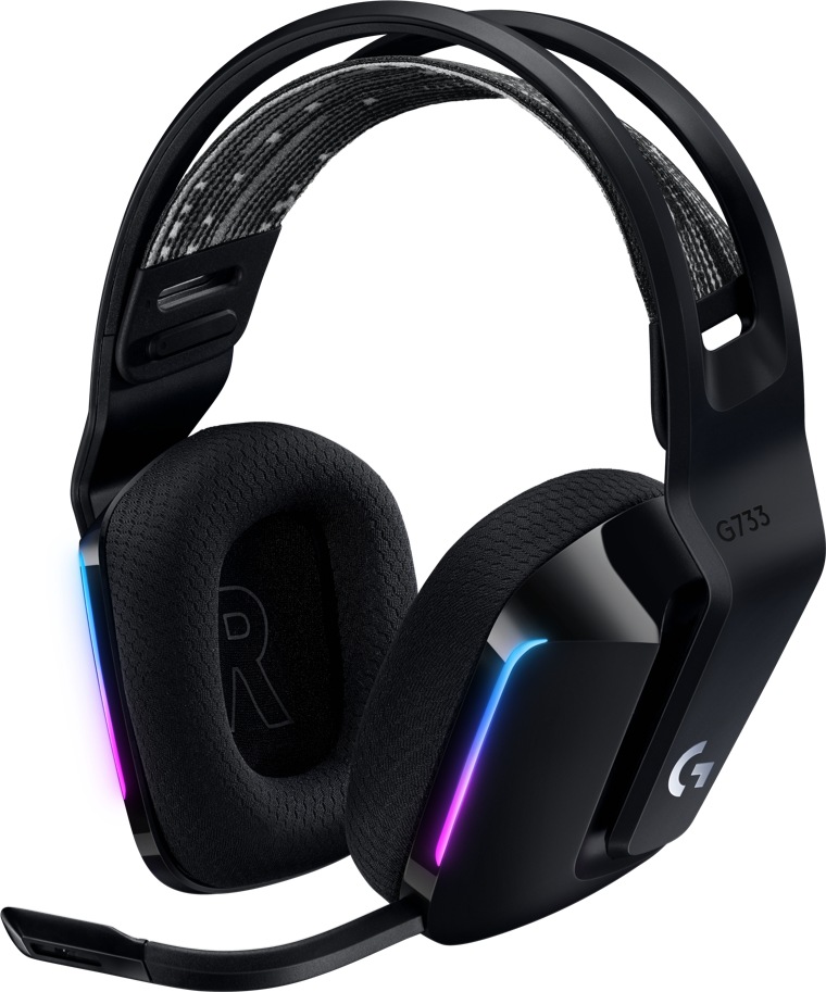 Casti gaming wireless Logitech G733, ultrausoare, Lightsync RGB, Negru