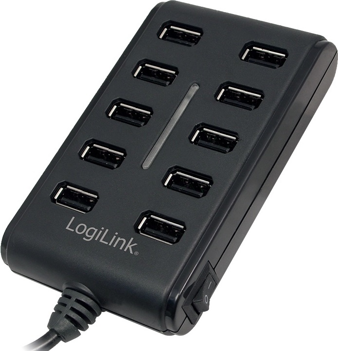 Hub LogiLink UA0125, 10 x USB 2.0, Negru
