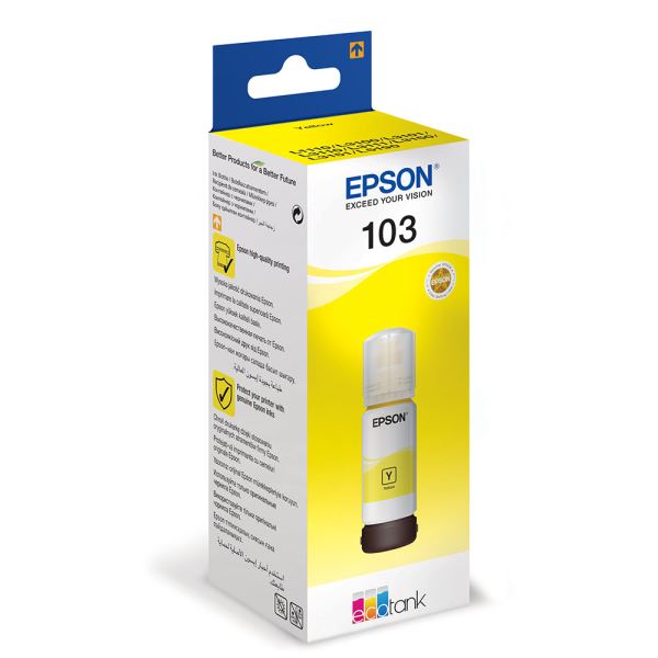 Flacon cerneala Epson 103 Galben EcoTank (65ml) Original, pt Epson EcoTank L1110, L1200, L3100, L3200, L3500, L5190, L5290, L5300, L5590, L11050