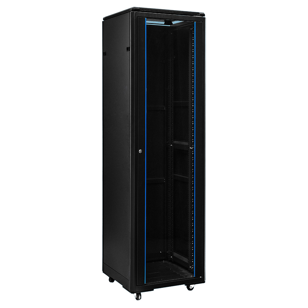 ADEX Stand rack 32U, 800mm, black, flat packing, glass door