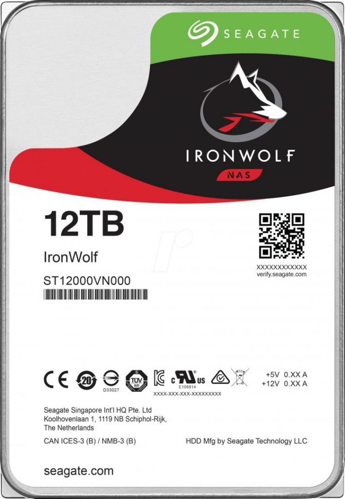 Seagate IronWolf NAS 12TB, 7200rpm, 256MB cache, SATA-III