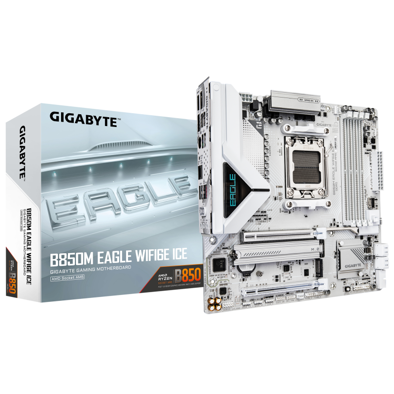 Placa de baza Gigabyte B850M EAGLE WIFI6E ICE, AM5, DDR5, BT, WI-FI, mATX, Alb