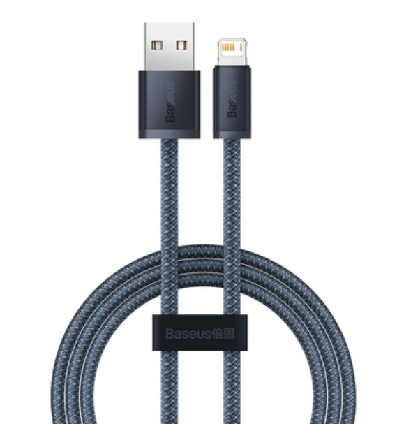 Cablu alimentare si date Baseus, Dynamic Series, Fast Charging, USB la tip Lightning 2.4A 1m braided, Gri