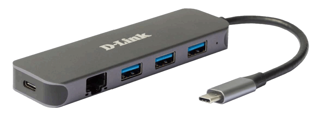 HUB USB D-LINK DUB-2334, USB Type C, cablu 10 cm, metalic, argintiu