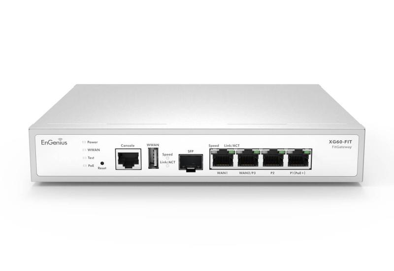 Gateway EnGenius FitXpress, 4x Gigabit (1 PoE+), 1 port SFP, dual-WAN, VPN, 2.1GHz, 54V, XG60-Fit 1 Gateway EnGenius FitXpress, 4x Gigabit (1 PoE+), 1 port SFP, dual-WAN, VPN, 2.1GHz, 54V, XG60-Fit