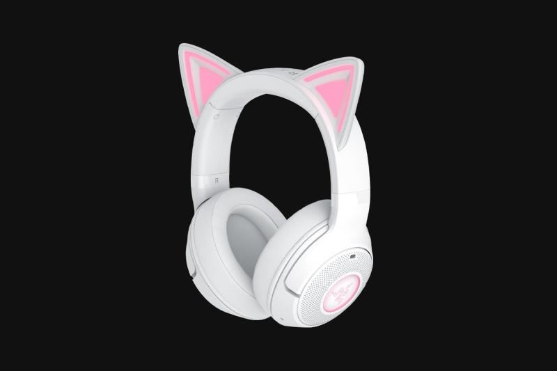Casti gaming wireless Razer Kraken Kitty V2 BT, 2 zone iluminare Razer Chroma™ RGB, autonomie pana la 40h cu incarcare Type C, Alb