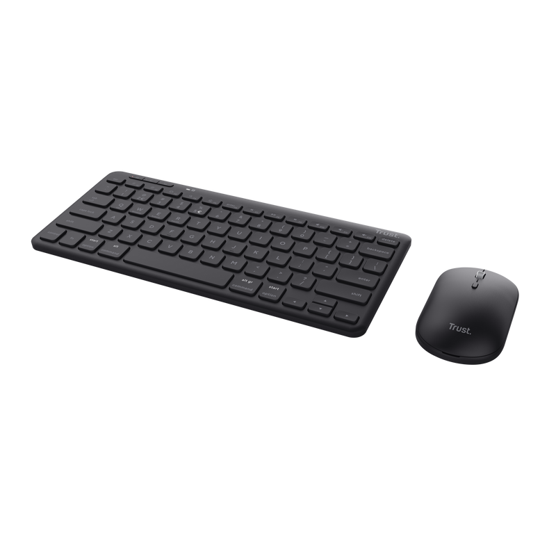 Kit tastatura + mouse Wireless/Bluetooth, Trust LYRA, Multi-Device, Layout US, mouse 800-1600 DPI, Negru