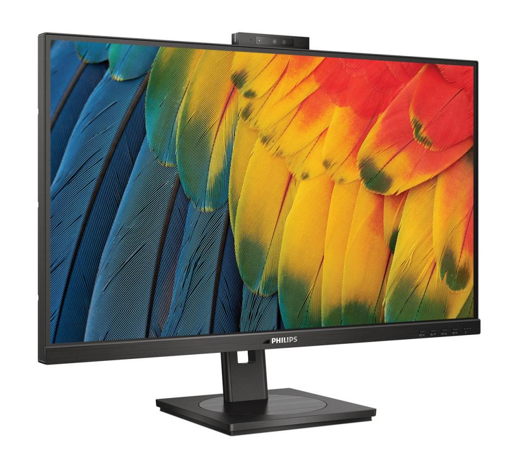 Monitor LED IPS Philips 24B1U5301H 23.8″, Full HD (1920×1080), 75Hz, 4ms, FlickerFree, Boxe 5W x2, Webcam 5MP + microfon, DaisyChain, Hub USB, USB Type-C 90W, KVM, Ethernet LAN, HDMI, DisplayPort, Pivot, VESA, negru