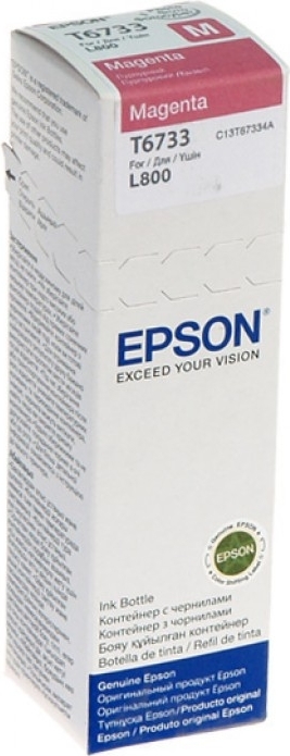 Flacon Epson T6733, original, pentru imprimantele L800, L805, L810, L850, L1800 70 ml, magenta