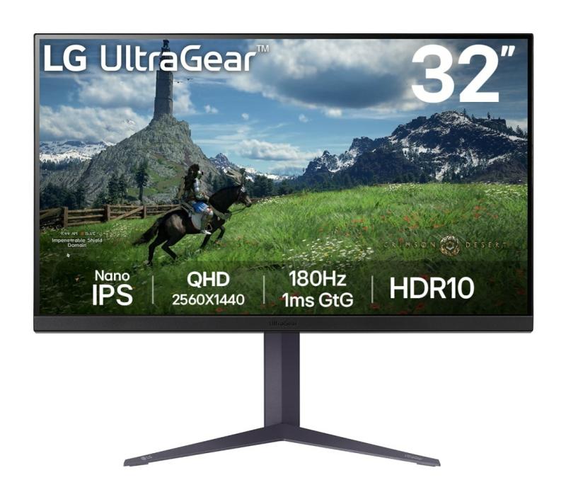 Monitor Gaming LED Nano IPS LG UltraGear™ 31.5″, QHD (2560×1440), 180Hz, 1ms, AMD FreeSync™, NVIDIA G-Sync™ Compatible, HDR 10, DCI-P3 98%, HDMI, DisplayPort, Jack, USB, Pivot, VESA, negru
