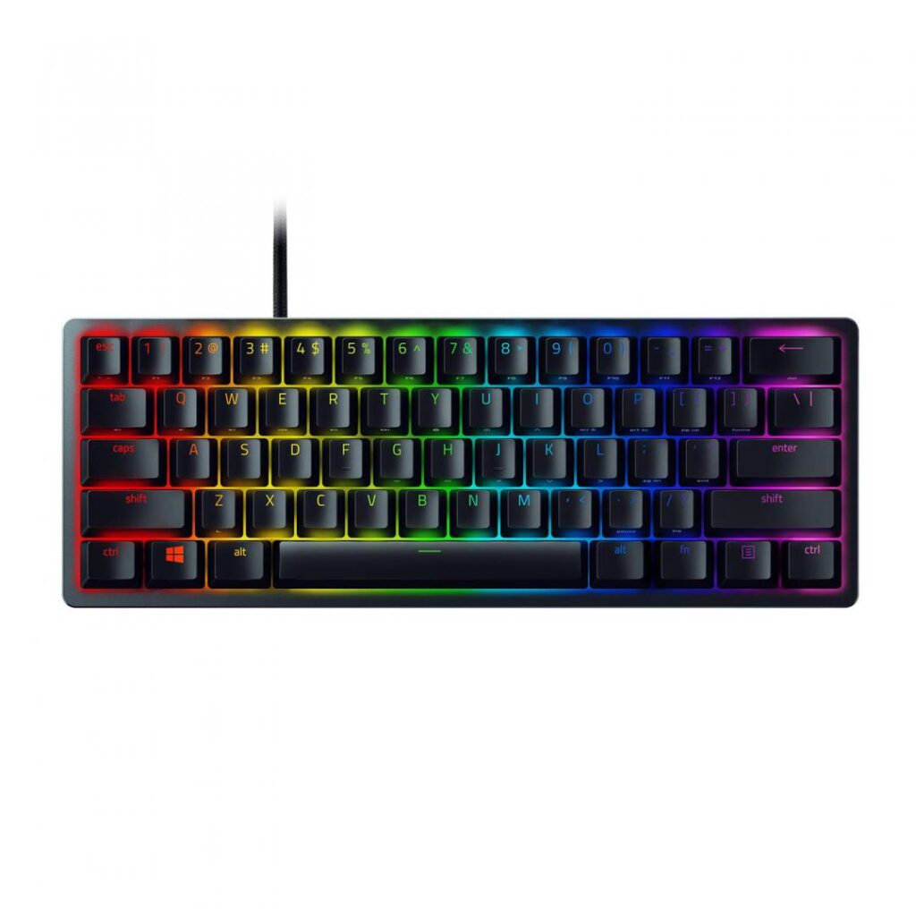 Tastatura gaming mecanica Razer Huntsman Mini, iluminare Chroma RGB, switch optic Purple, Negru