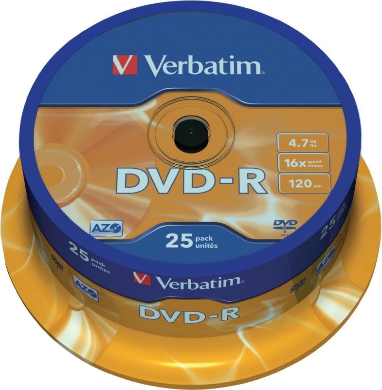 DVD-R VERBATIM  4.7GB, 120min, viteza 16x,  25 buc, Single Layer, spindle, „Matt Silver” „43522”