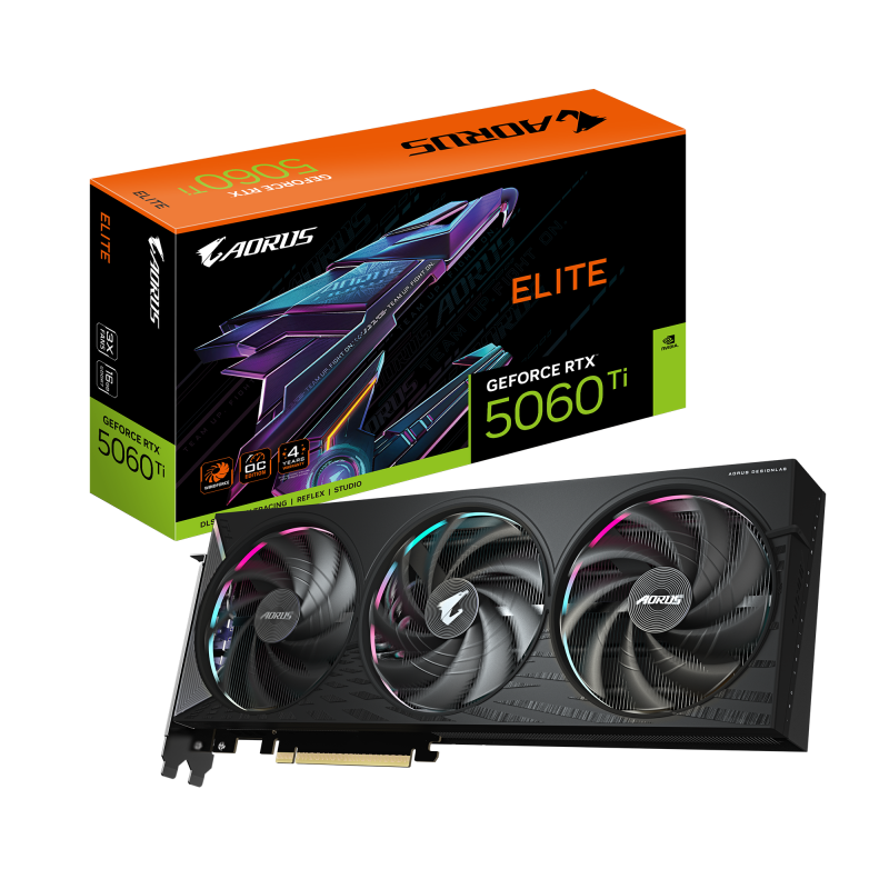 Placa video Gigabyte AORUS GeForce RTX 5060 Ti ELITE 16G, 128 bit, GDDR7, Negru