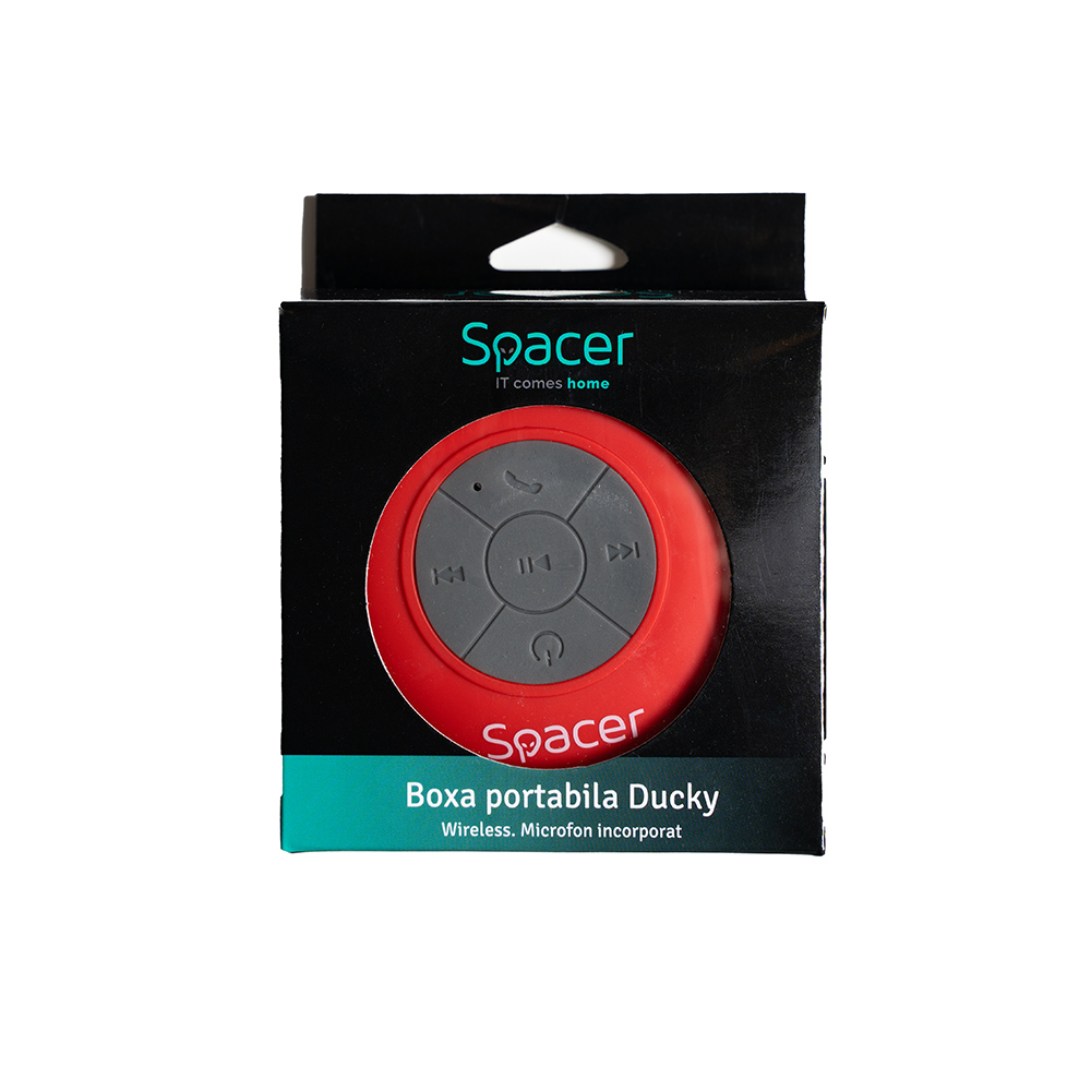 Boxa Portabila Spacer Ducky, 3W, Bluetooth, Microfon, Rosu 4 Boxa Portabila Spacer Ducky, 3W, Bluetooth, Microfon, Rosu - imagine 4
