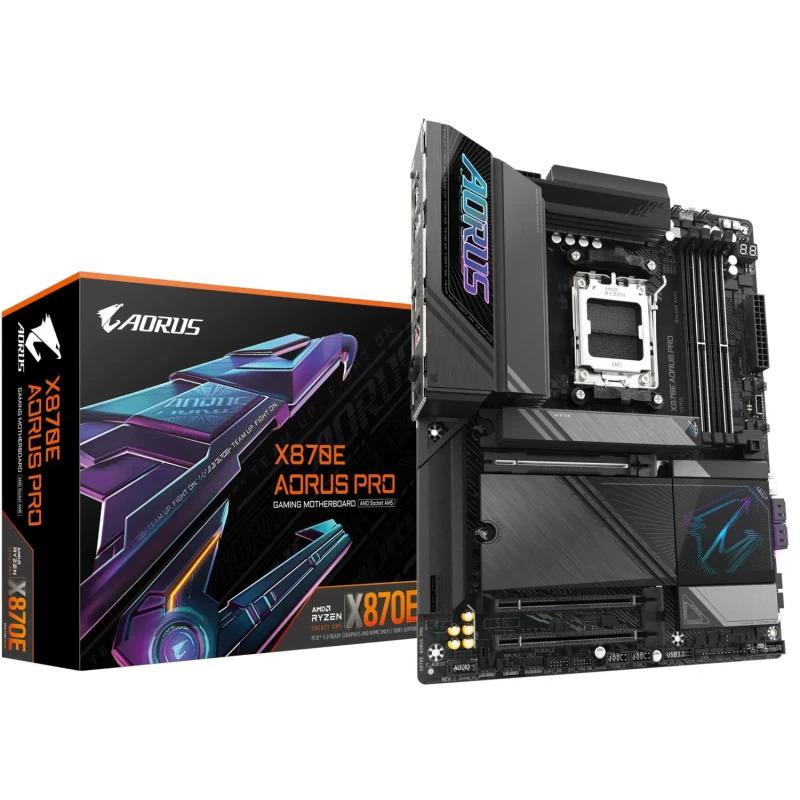 Placa de baza GIGABYTE X870E AORUS PRO, AM5, DDR5, Wi-Fi, BT, ATX, Negru