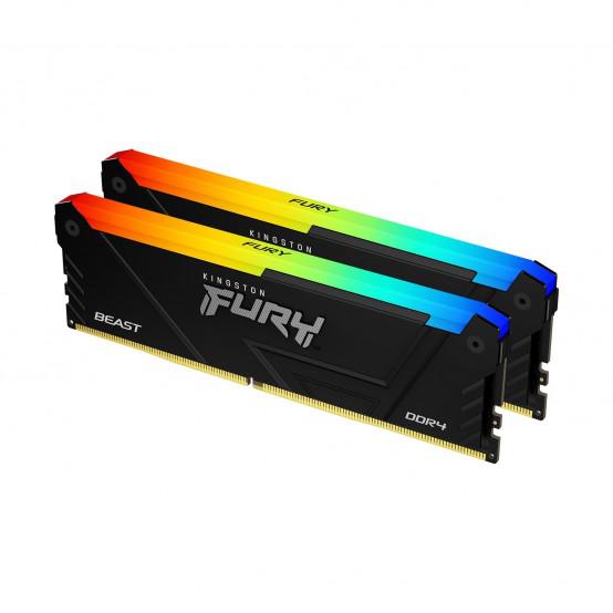 Memorie Kingston Fury Beast, 16GB DDR4, 3600MHz CL17, Dual Channel Kit