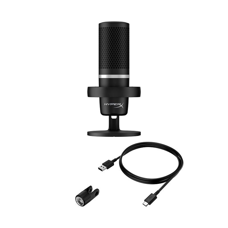 Microfon HyperX DuoCast, USB, RGB, cardioid/omnidirectional, senzor Tap-to-Mute cu LED, soft NGENUITY, certificat Discord/TeamSpeak, PC/PS5/PS4/Mac, negru