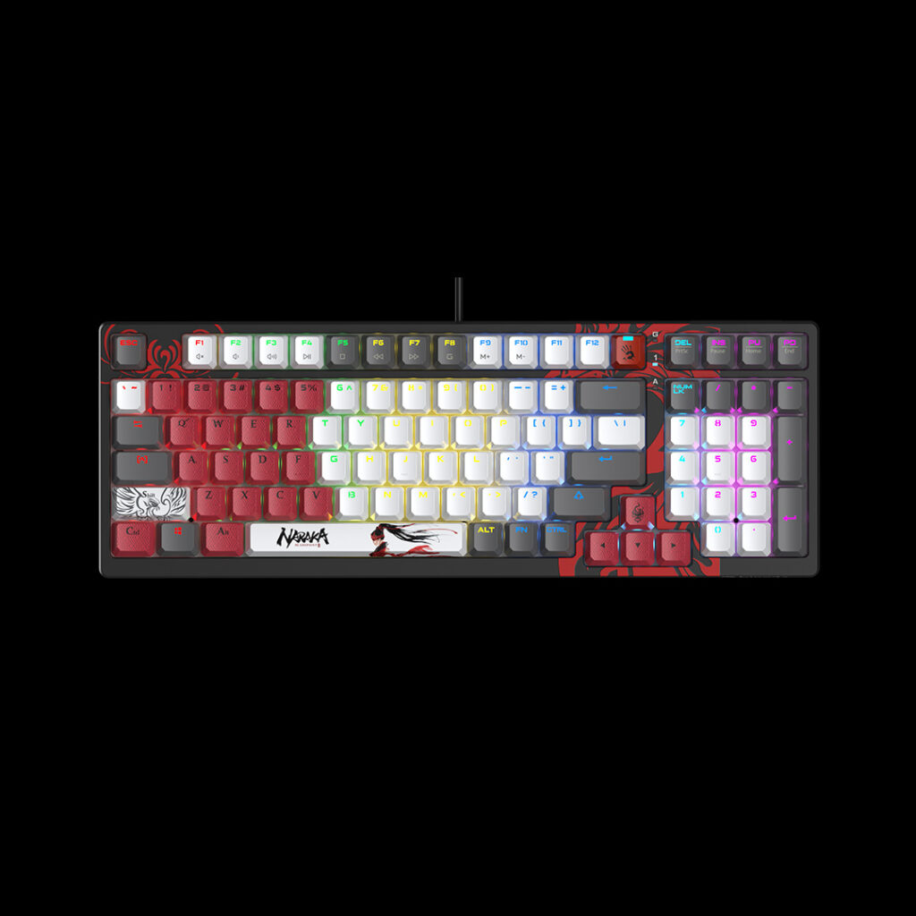 TASTATURA A4TECH – gaming, „Bloody co-branded Naraka”, cu fir 1.8m, 106 taste, multimedia , iluminare, USB, negru, „S98” (timbru verde 0.8 lei)