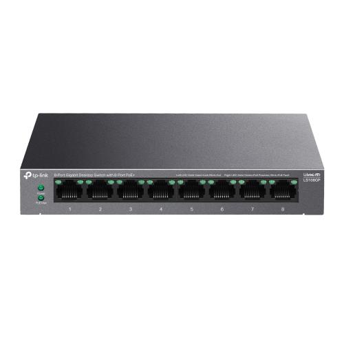 Switch PoE TP-Link Desktop, LS108GP, 8 porturi 10/100/1000Mbps PoE+ , 62W buget PoE