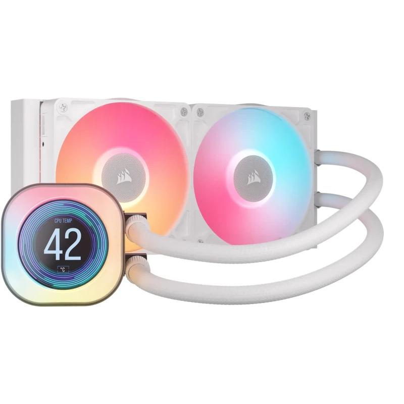 Cooler procesor Corsair iCUE LINK TITAN RX LCD AIO, 240mm, RGB, racire cu lichid, alb