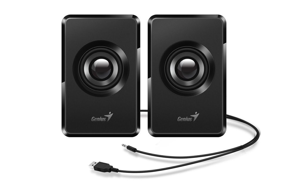 Boxe stereo, Genius, 2.0, Control volum, Negru