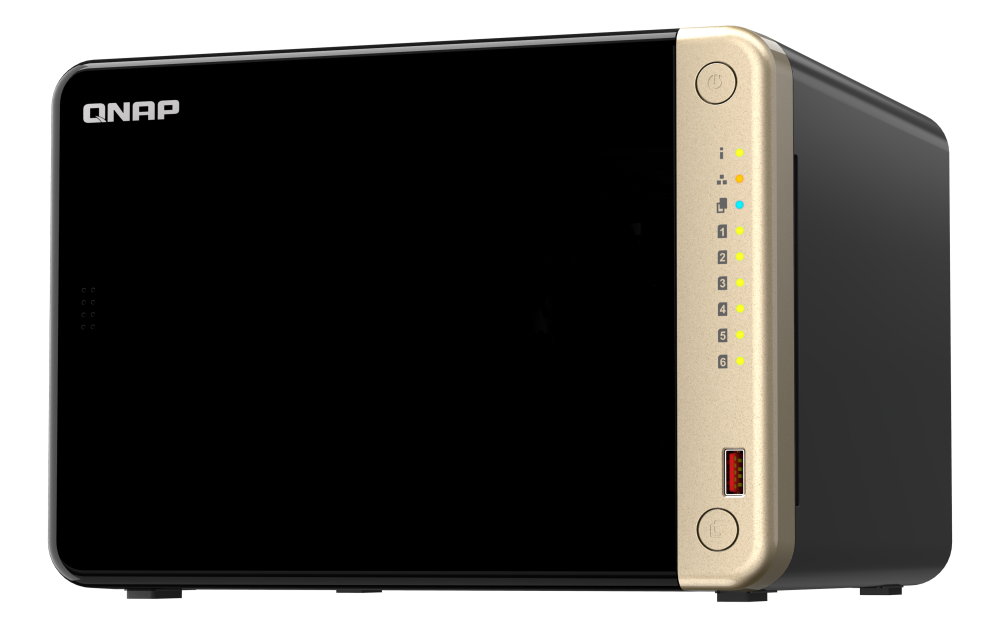 Network Attached Storage Qnap TS-664-8G cu procesor Intel® Celeron® N5095 Quad-core 2.8GHz, 6-Bay, 2 Sloturi PCIe M.2 2280, 8GB DDR4, 2 Porturi 2.5GbE