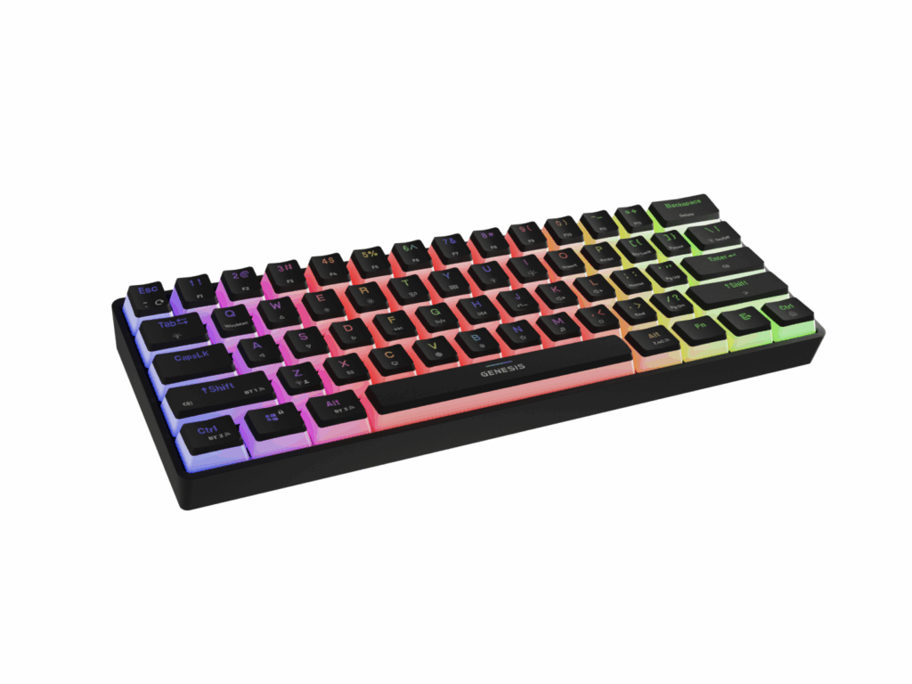 Tastatura Mecanica Wireless Gaming Genesis THOR 660 G2, GATERON BROWN Switch, FULL Anti-Ghosting, Taste Iluminate RGB LED, Bluetooth, 2.4GHZ, USB, Negru