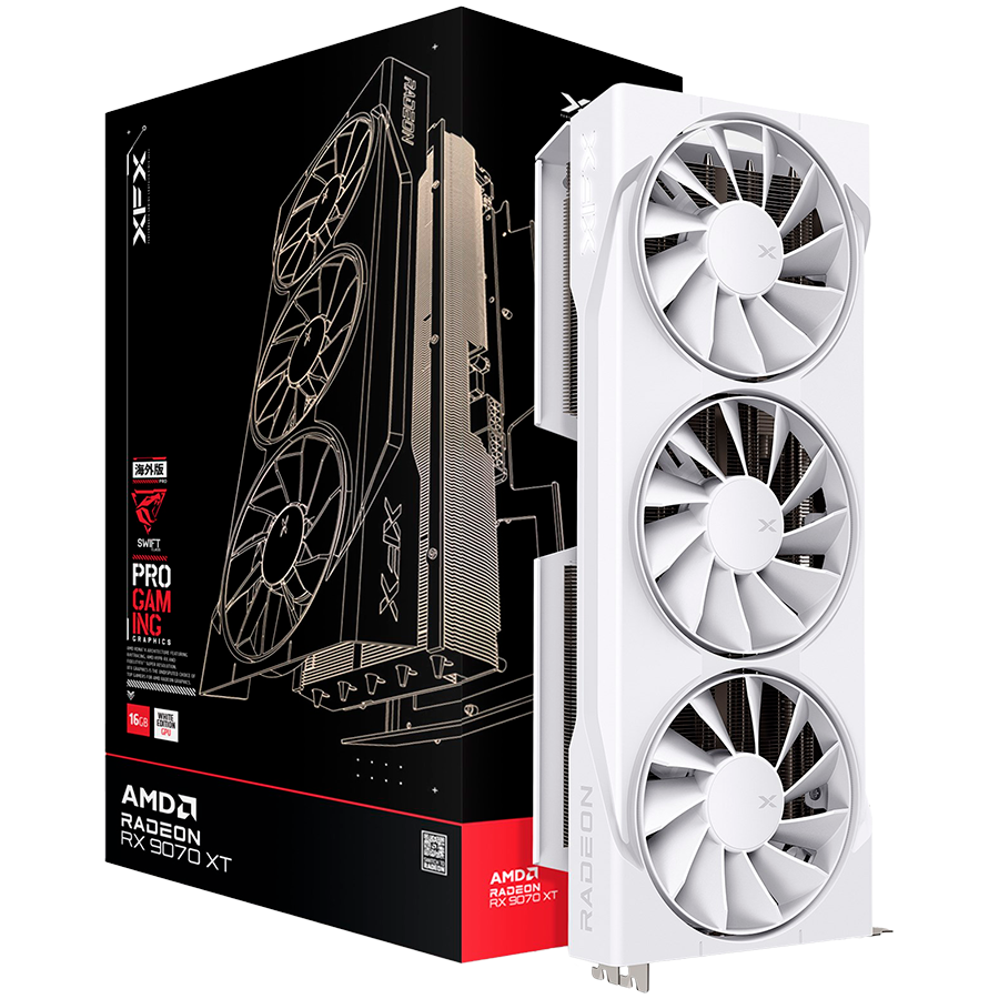 Placa video XFX Swift AMD Radeon RX 9070XT White Triple fan Gaming Edition, 16GB GDDR6, 256-bit