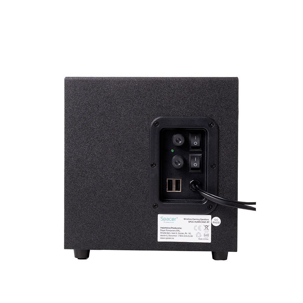 Boxe Spacer Gaming 2.1, RMS: 14W (2 x 3W + 8W), bluetooth, telecomanda, subwoofer lemn MDF, USB/SD/AUX/FM, Negru 5 Boxe Spacer Gaming 2.1, RMS: 14W (2 x 3W + 8W), bluetooth, telecomanda, subwoofer lemn MDF, USB/SD/AUX/FM, Negru - imagine 5