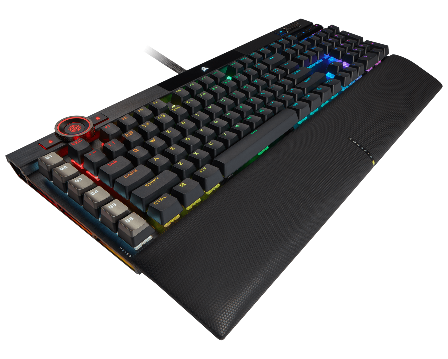 Tastatura mecanica gaming Corsair K100, iluminare RGB, switch optic-mecanic Corsair OPX Rapidfire, taste macro si multimedia, cadru aluminiu, Negru 3 Tastatura mecanica gaming Corsair K100, iluminare RGB, switch optic-mecanic Corsair OPX Rapidfire, taste macro si multimedia, cadru aluminiu, Negru - imagine 3