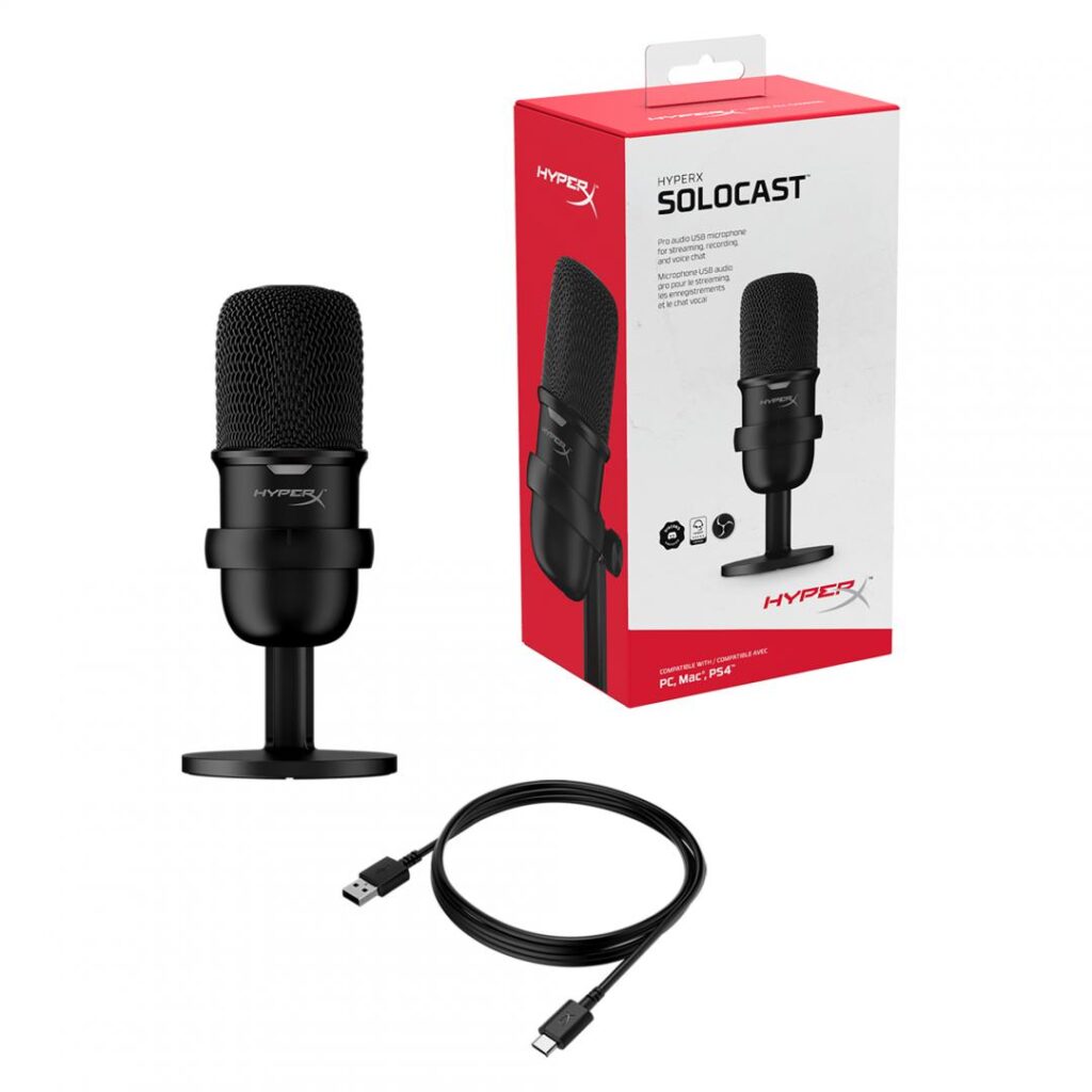 Microfon HyperX SoloCast, cardioid, USB, Negru