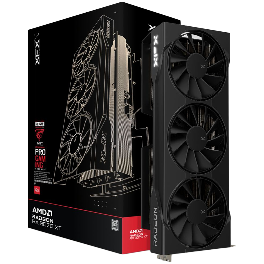 Placa video XFX Swift AMD Radeon RX 9070XT Triple fan Gaming Edition, 16GB GDDR6, 256-bit