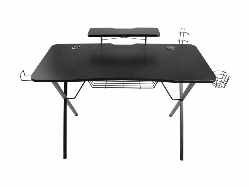 Birou gaming Genesis Holm 300, material MDF, 3 porturi USB 3.0, iluminare RGB, management cabluri, Negru