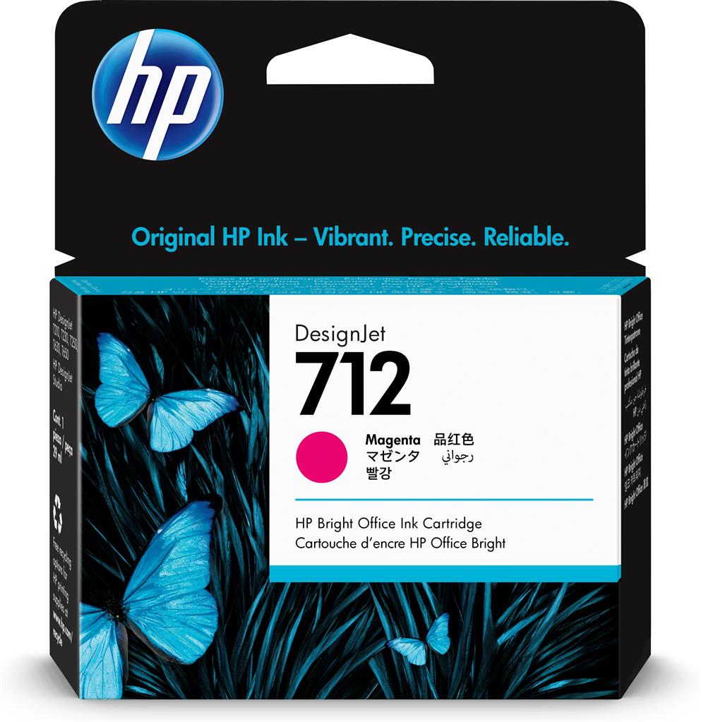Cartus cerneala HP 712 Magenta pentru HP DesignJet T630, HP DesignJet T230, HP DesignJet T250, HP DesignJet T650, HP DesignJet Studio Steel, HP DesignJet Studio Wood Large Format Wireless Plotter, HP DesignJet T630, 29 ml, OEM 3ED68A