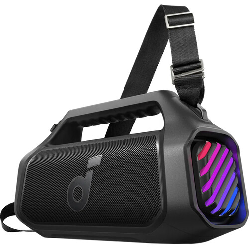 Boxa portabila Anker Soundcore Boom 2 Plus, 140W, BassUp 2.0, IPX7, Lumini RGB, Baterie externa, Bluetooth 5.3, Negru