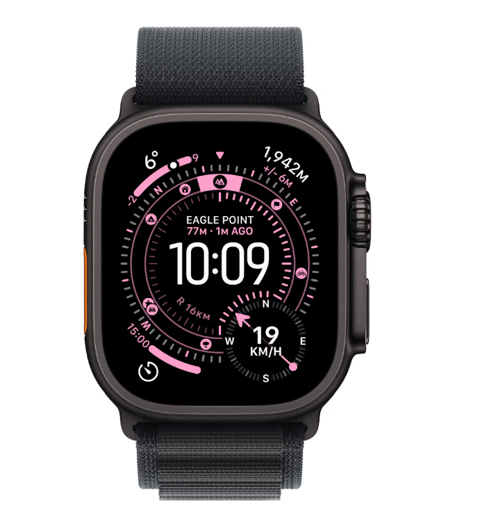 Apple Watch Ultra 3, GPS + Cellular, Carcasa Black Titanium 49mm, Black Alpine Loop – Large