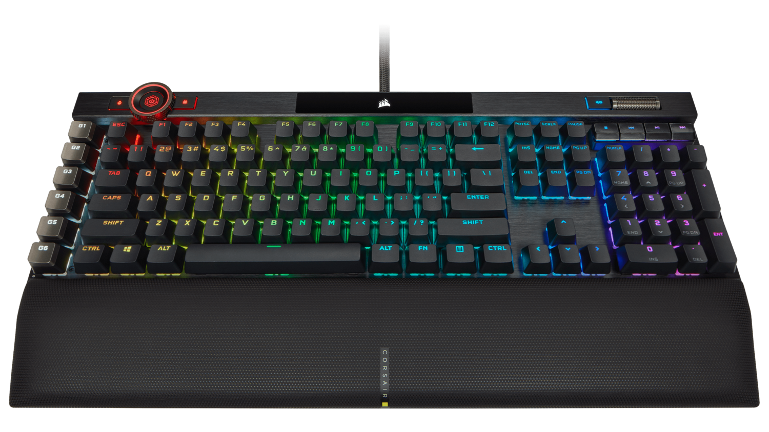 Tastatura mecanica gaming Corsair K100, iluminare RGB, switch optic-mecanic Corsair OPX Rapidfire, taste macro si multimedia, cadru aluminiu, Negru 2 Tastatura mecanica gaming Corsair K100, iluminare RGB, switch optic-mecanic Corsair OPX Rapidfire, taste macro si multimedia, cadru aluminiu, Negru - imagine 2