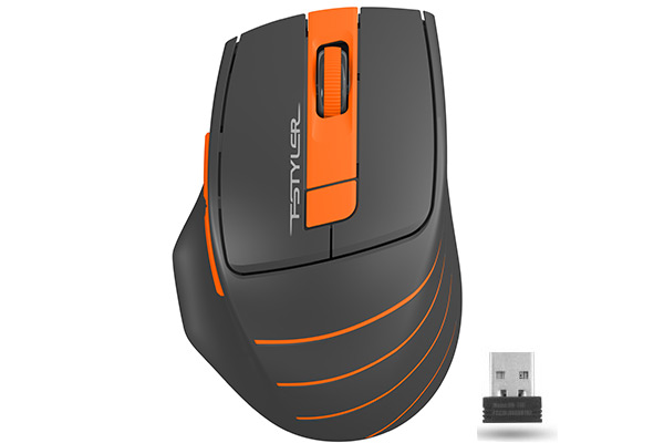 Mouse A4tech, FG30, gaming, wireless, 2.4GHz, optic, 2000 dpi, butoane/scroll 6/1, Negru / Portocaliu