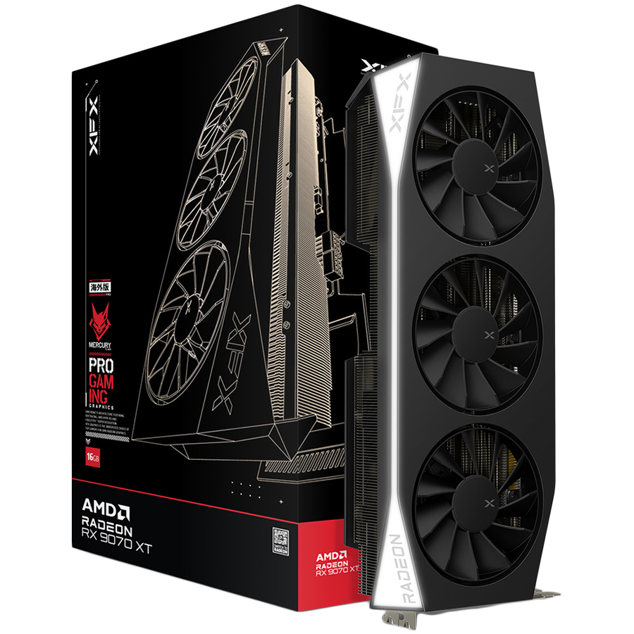 Placa video XFX Mercury AMD Radeon RX 9070XT Gaming Edition, 16GB GDDR6, 256-bit